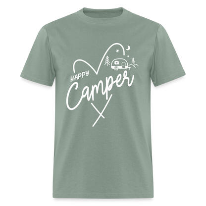 Happy Camper T-Shirt (Camping and RVing) - sage