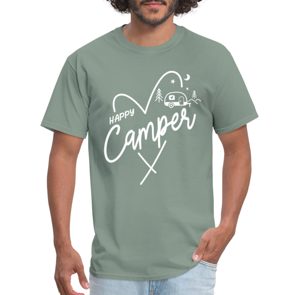 Happy Camper T-Shirt (Camping and RVing) - sage