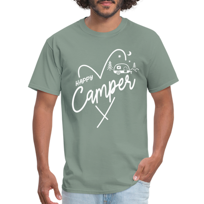 Happy Camper T-Shirt (Camping and RVing) - sage