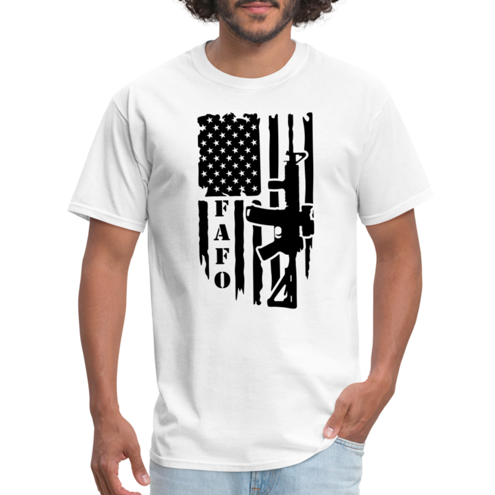 FAFO T-Shirt with AR15 & American Flag - white