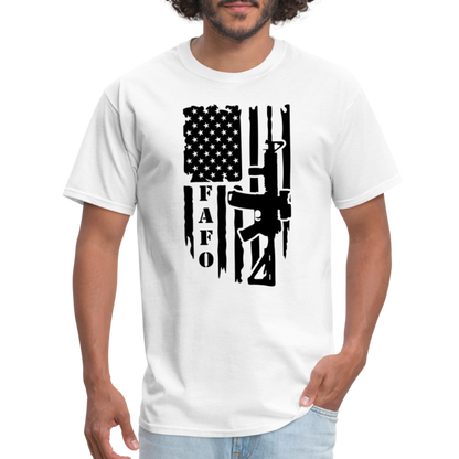 FAFO T-Shirt with AR15 & American Flag - white