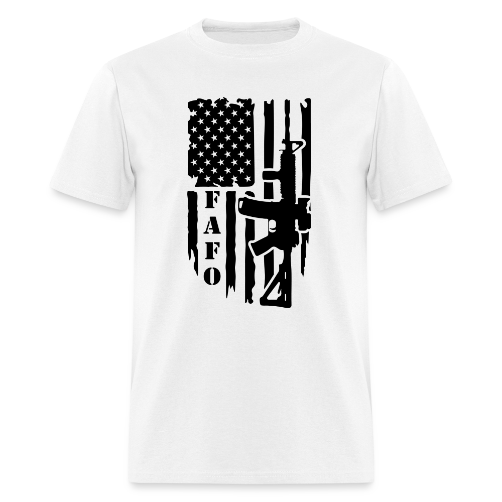 FAFO T-Shirt with AR15 & American Flag - white