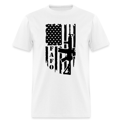 FAFO T-Shirt with AR15 & American Flag - white