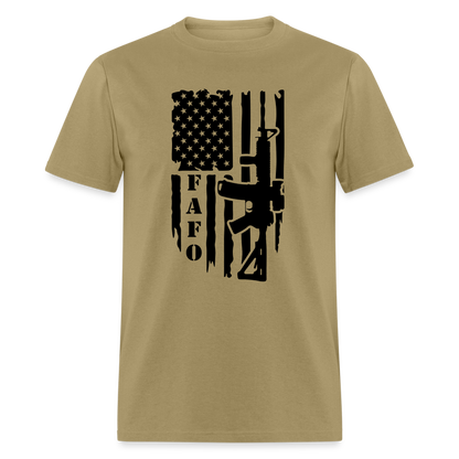 FAFO T-Shirt with AR15 & American Flag - khaki