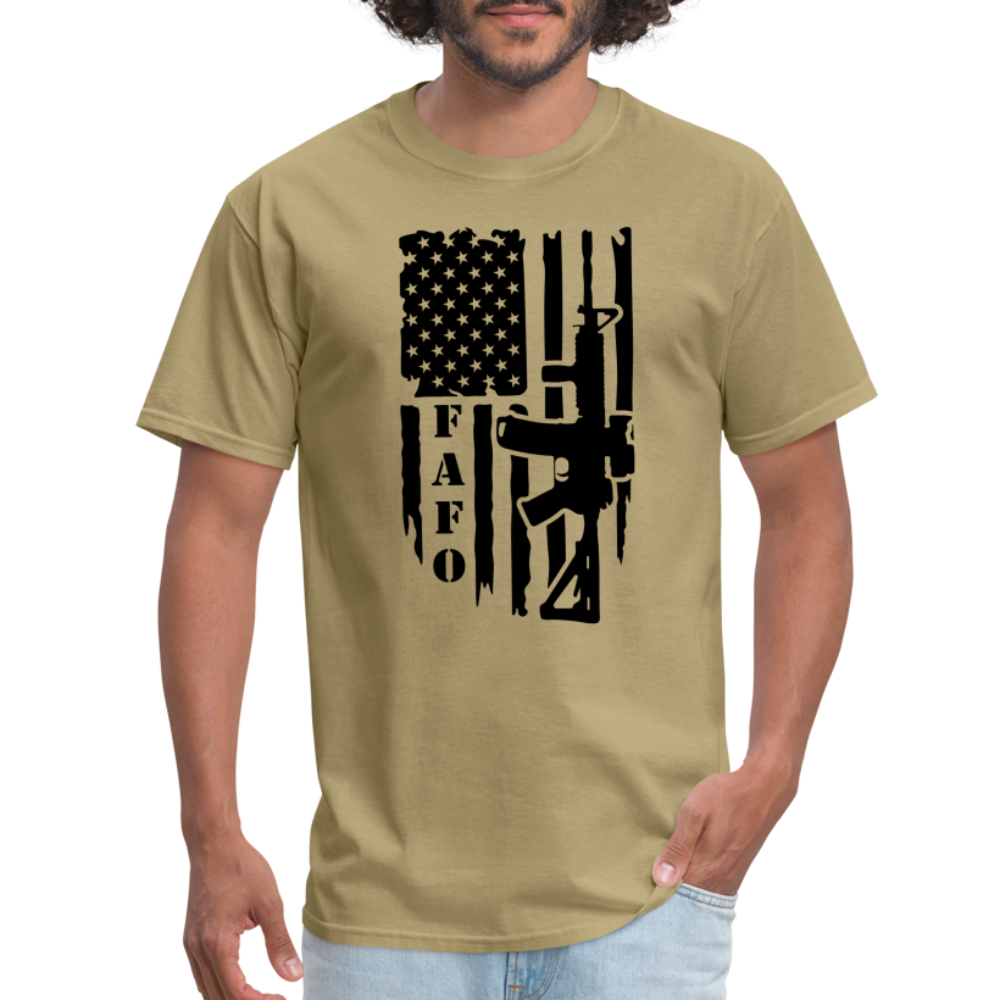 FAFO T-Shirt with AR15 & American Flag - khaki