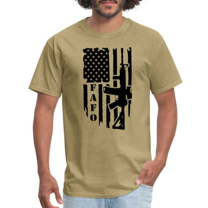 FAFO T-Shirt with AR15 & American Flag - khaki