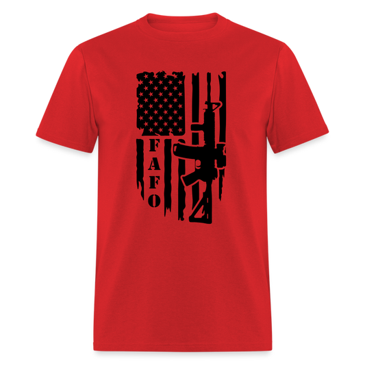 FAFO T-Shirt with AR15 & American Flag - red