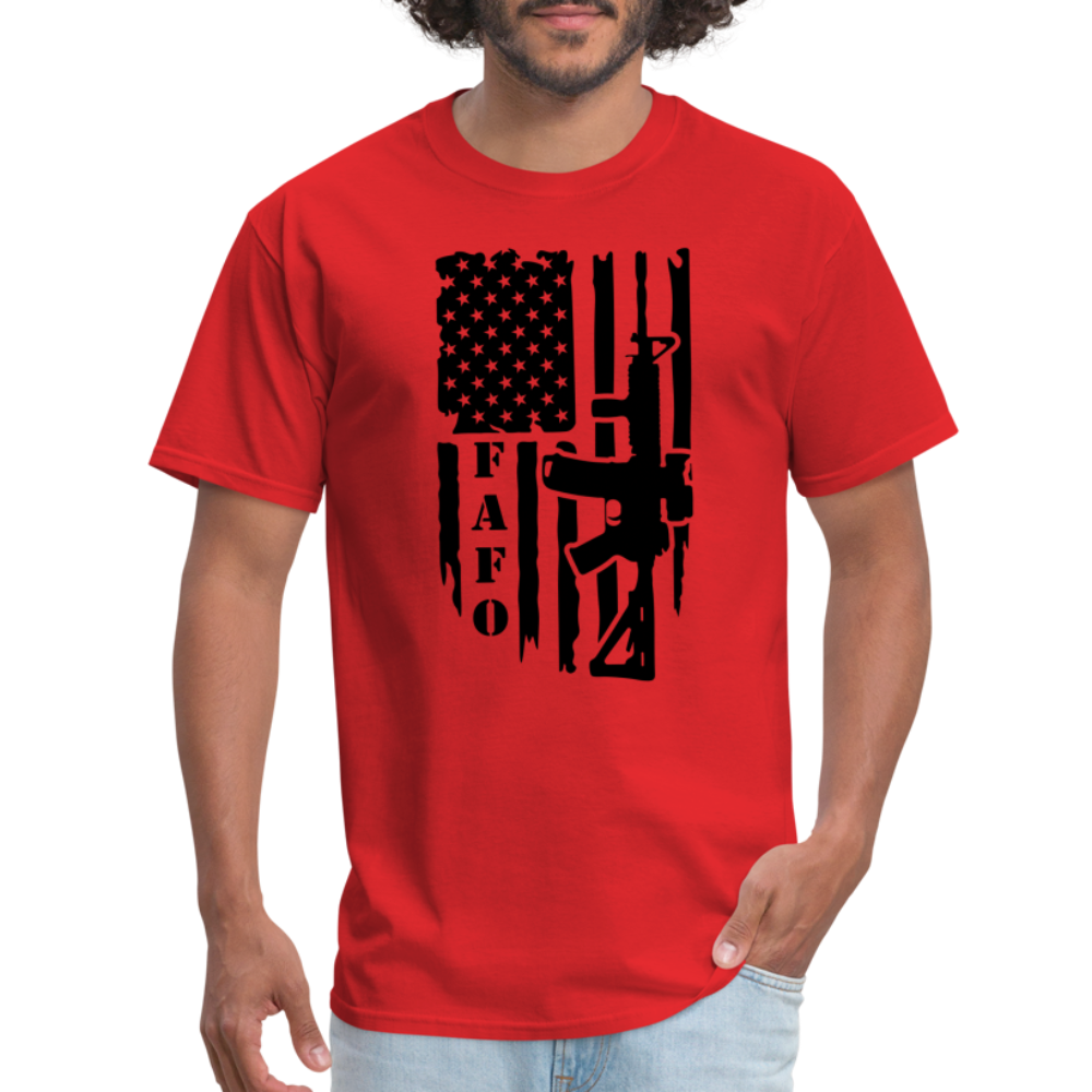 FAFO T-Shirt with AR15 & American Flag - red