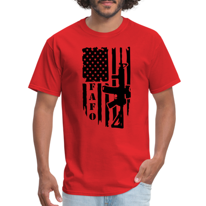 FAFO T-Shirt with AR15 & American Flag - red