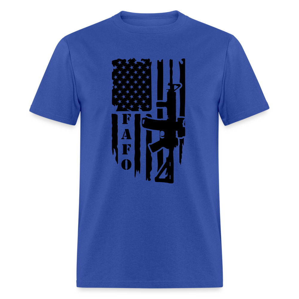 FAFO T-Shirt with AR15 & American Flag - royal blue