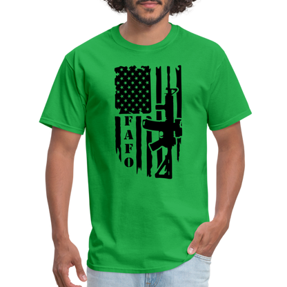 FAFO T-Shirt with AR15 & American Flag - bright green