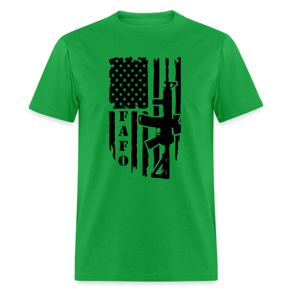 FAFO T-Shirt with AR15 & American Flag - bright green