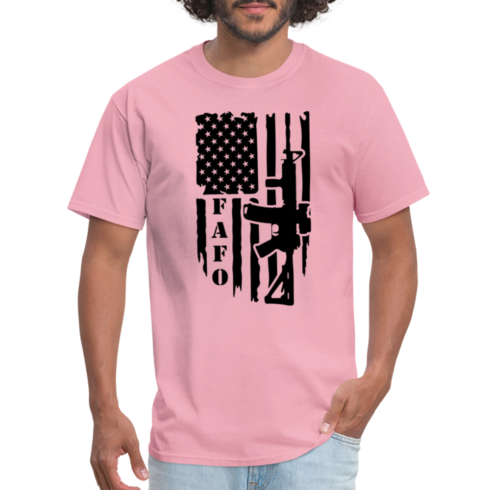 FAFO T-Shirt with AR15 & American Flag - pink