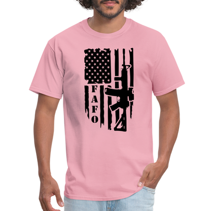 FAFO T-Shirt with AR15 & American Flag - pink