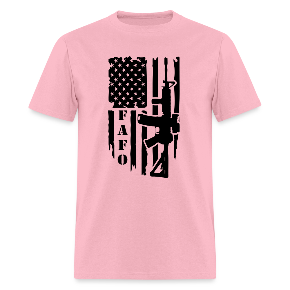 FAFO T-Shirt with AR15 & American Flag - pink