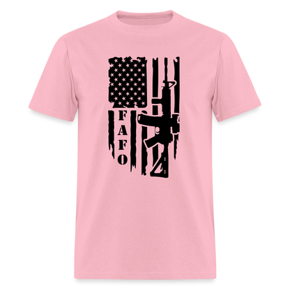 FAFO T-Shirt with AR15 & American Flag - pink