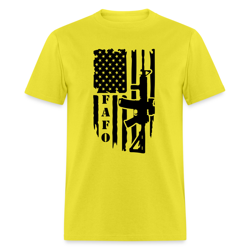 FAFO T-Shirt with AR15 & American Flag - yellow