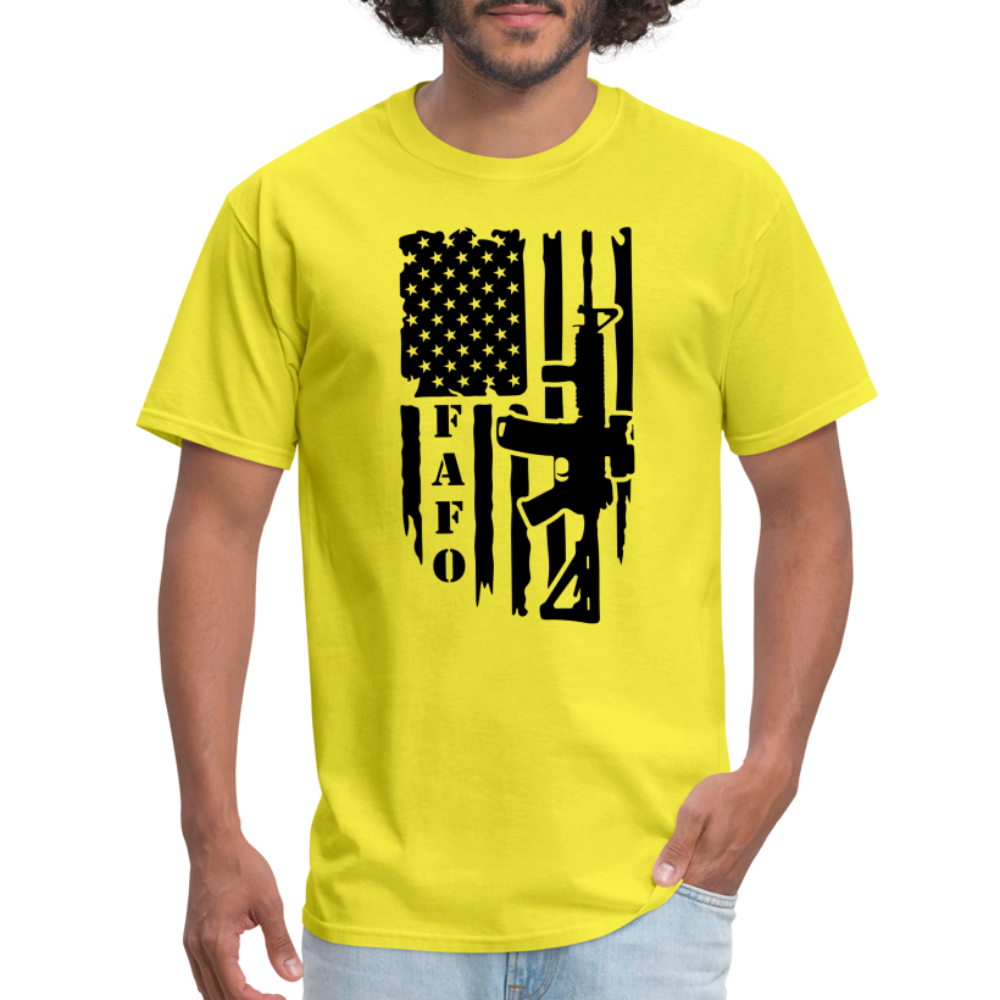 FAFO T-Shirt with AR15 & American Flag - yellow