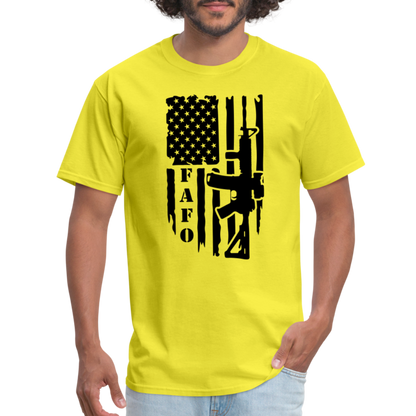 FAFO T-Shirt with AR15 & American Flag - yellow