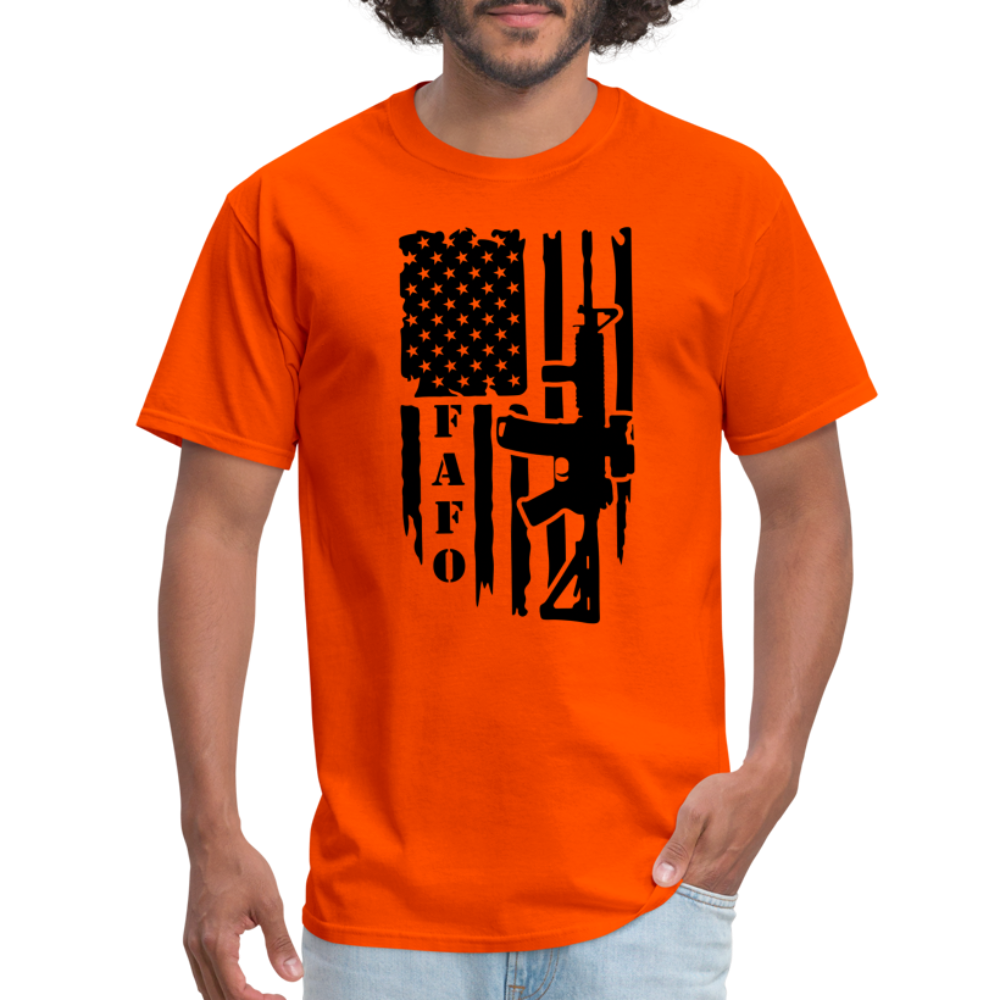 FAFO T-Shirt with AR15 & American Flag - orange