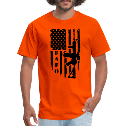 FAFO T-Shirt with AR15 & American Flag - orange