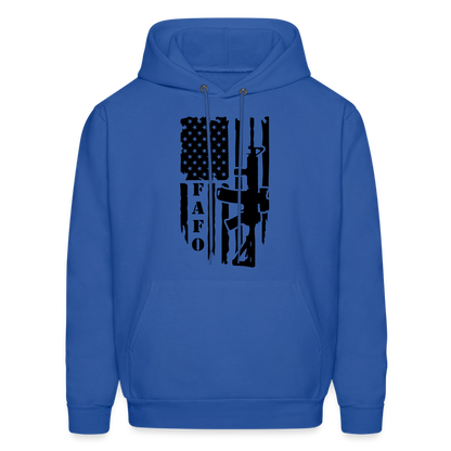 FAFO Hoodie with AR15 & American Flag - royal blue