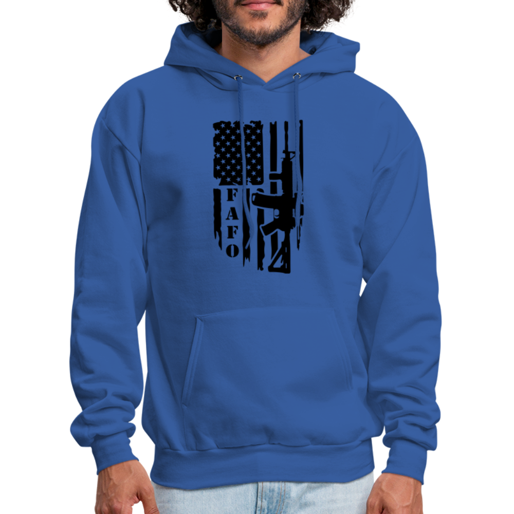 FAFO Hoodie with AR15 & American Flag - royal blue