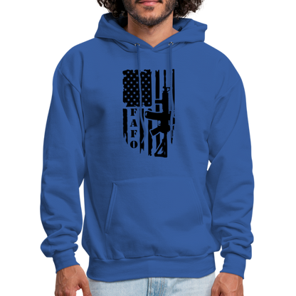 FAFO Hoodie with AR15 & American Flag - royal blue