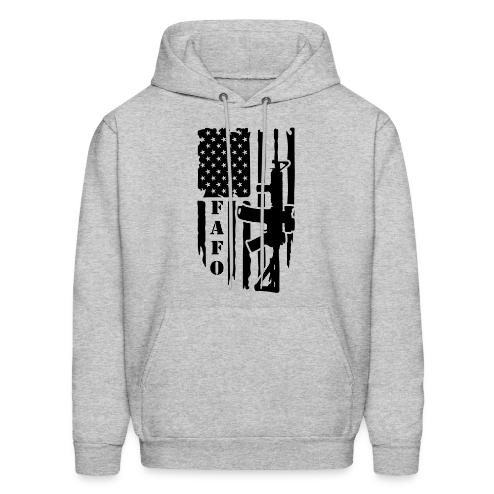 FAFO Hoodie with AR15 & American Flag - heather gray