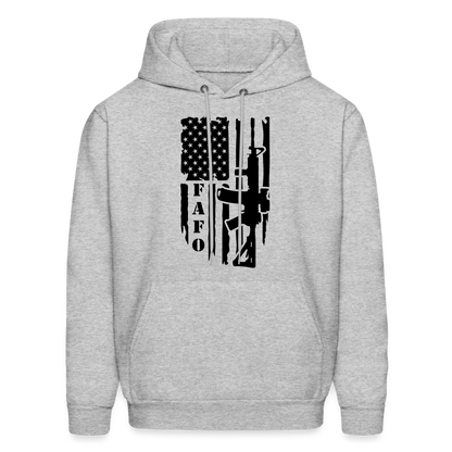 FAFO Hoodie with AR15 & American Flag - heather gray