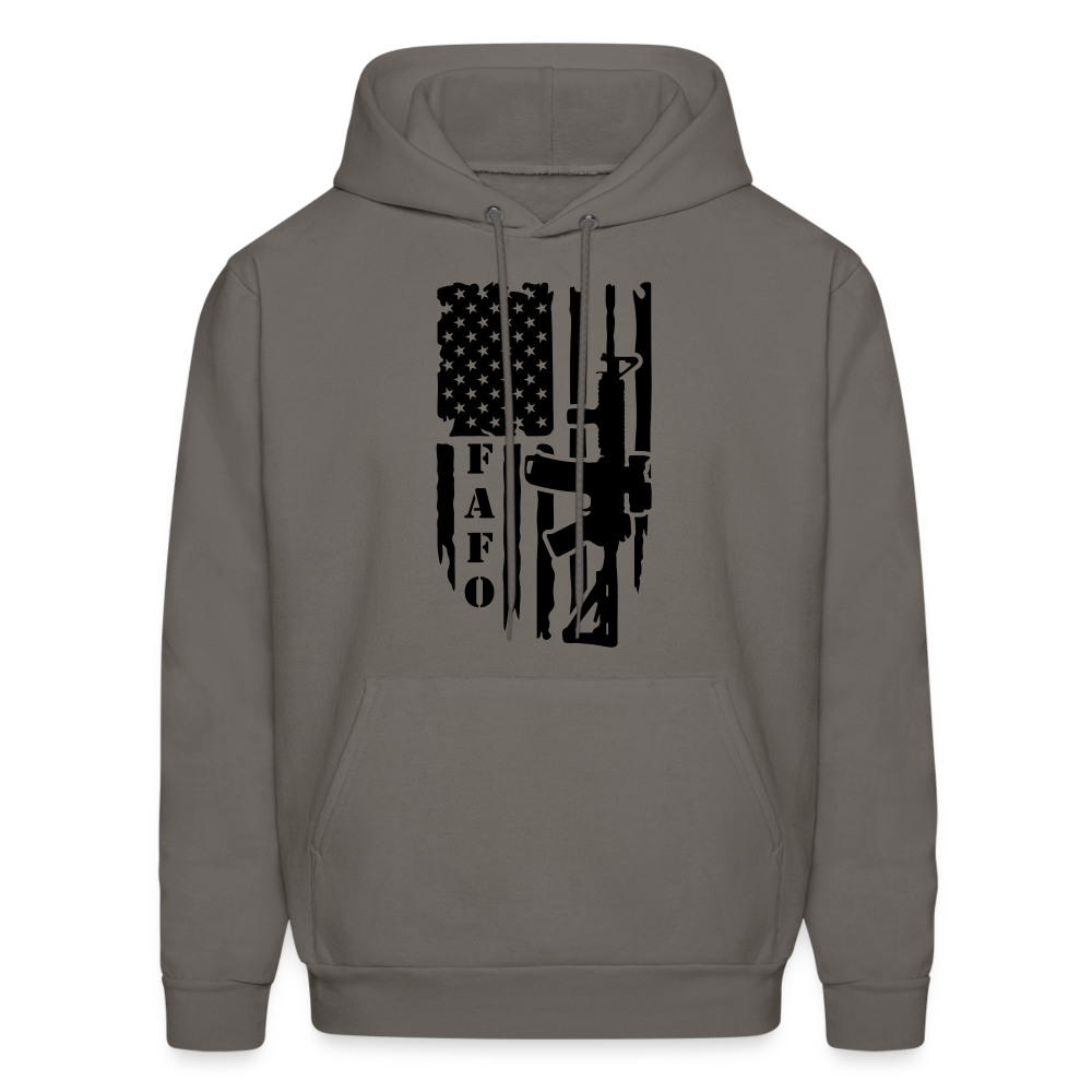 FAFO Hoodie with AR15 & American Flag - asphalt gray