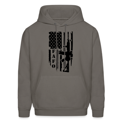 FAFO Hoodie with AR15 & American Flag - asphalt gray