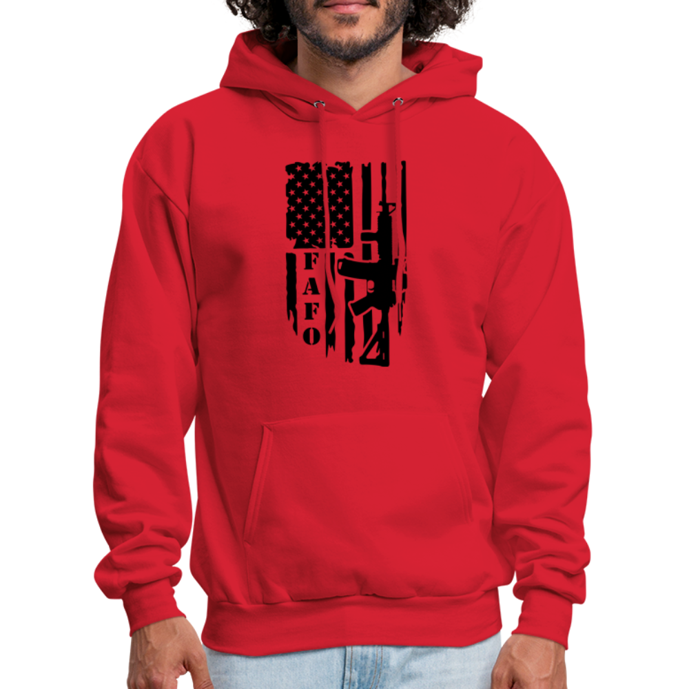 FAFO Hoodie with AR15 & American Flag - red