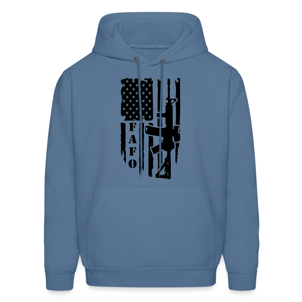 FAFO Hoodie with AR15 & American Flag - denim blue