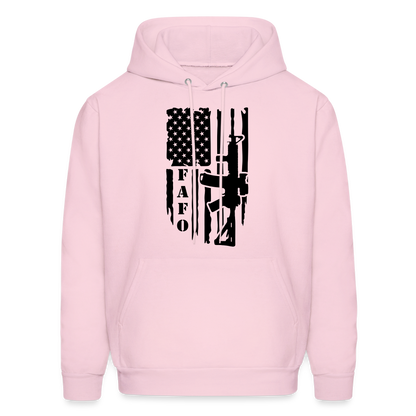 FAFO Hoodie with AR15 & American Flag - pale pink