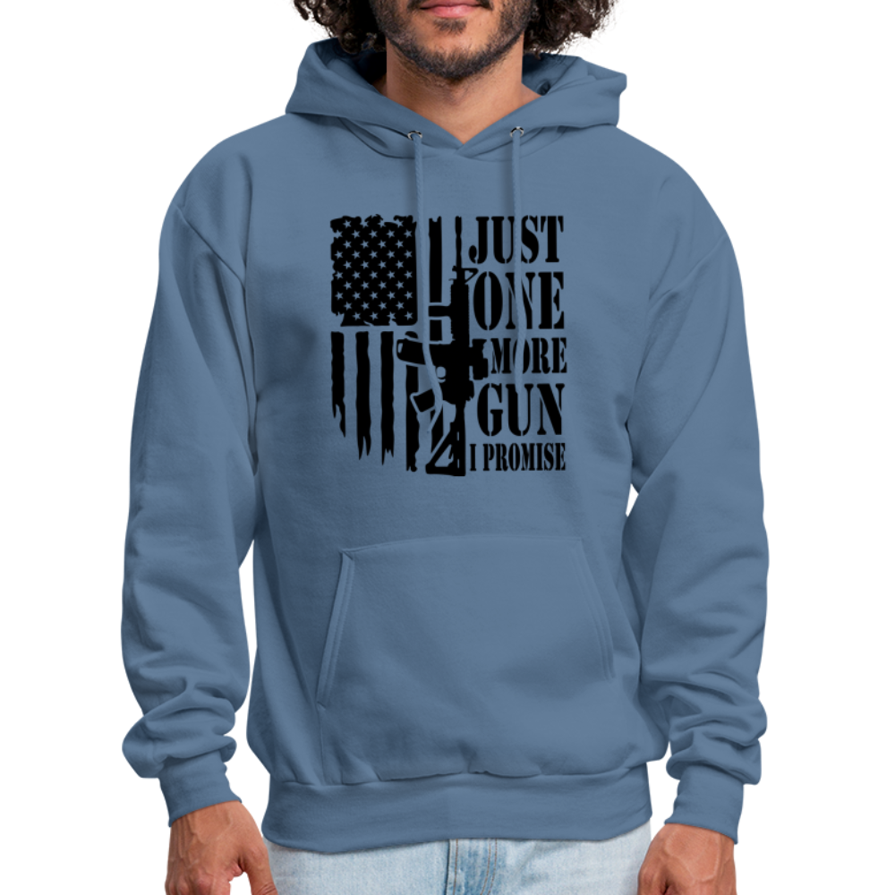 Just One More Gun I Promise Hoodie Color: denim blue