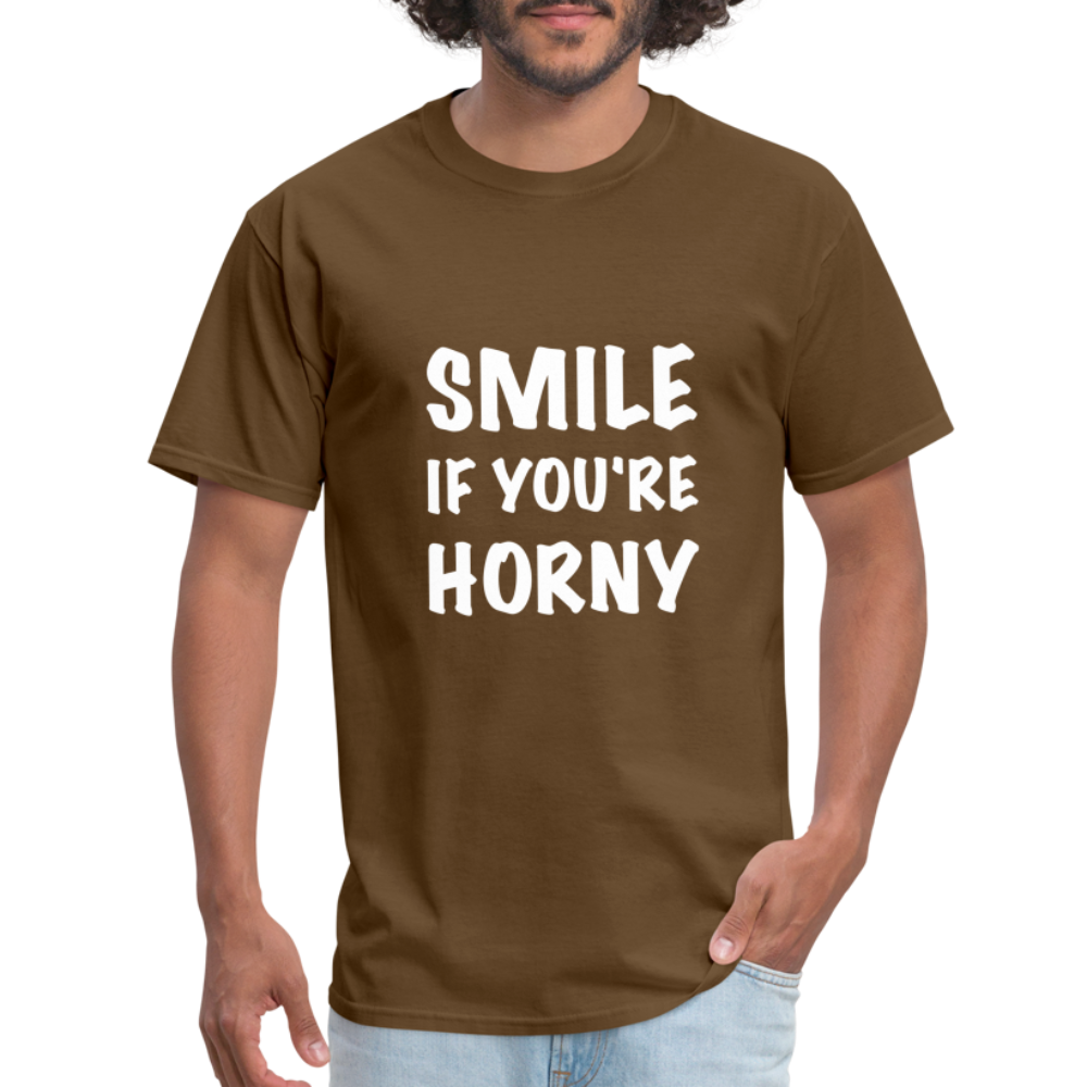 Smile if You're Horny T-Shirt - brown