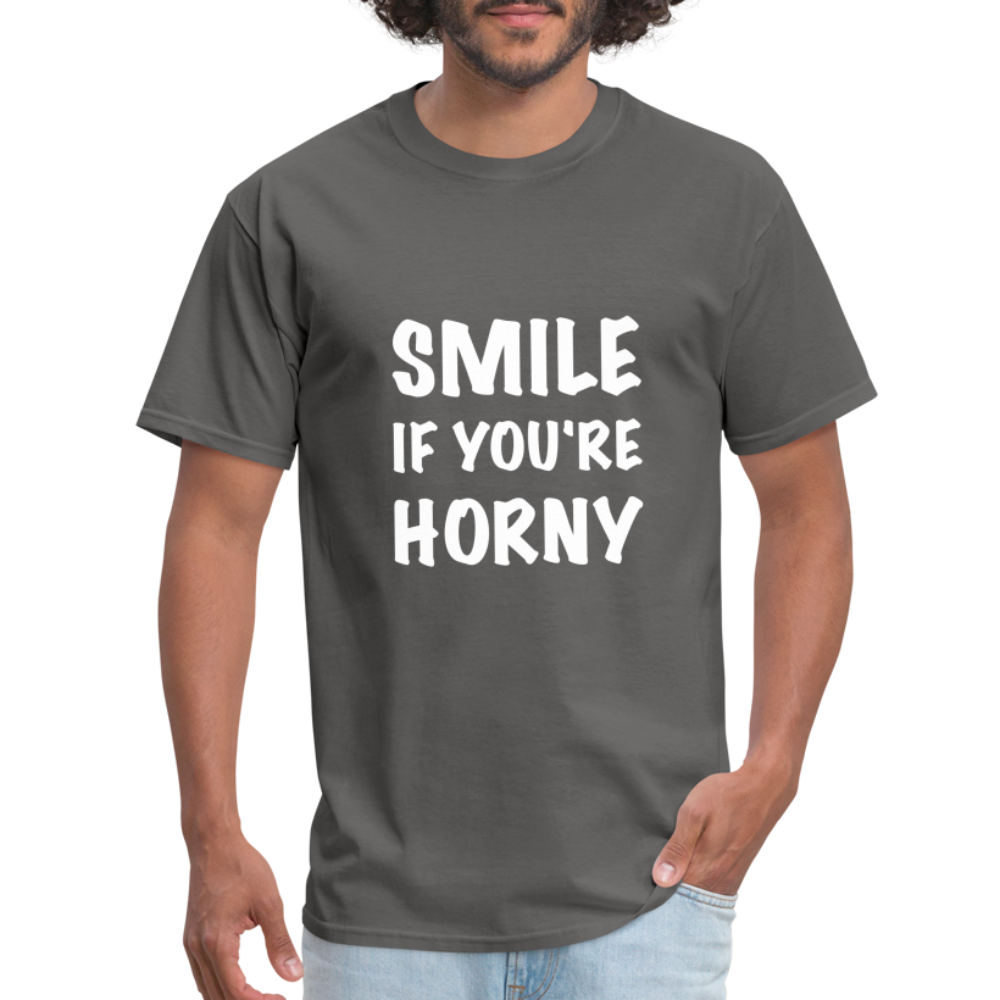 Smile if You're Horny T-Shirt - charcoal