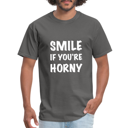 Smile if You're Horny T-Shirt - charcoal