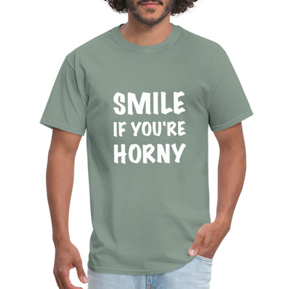 Smile if You're Horny T-Shirt - sage