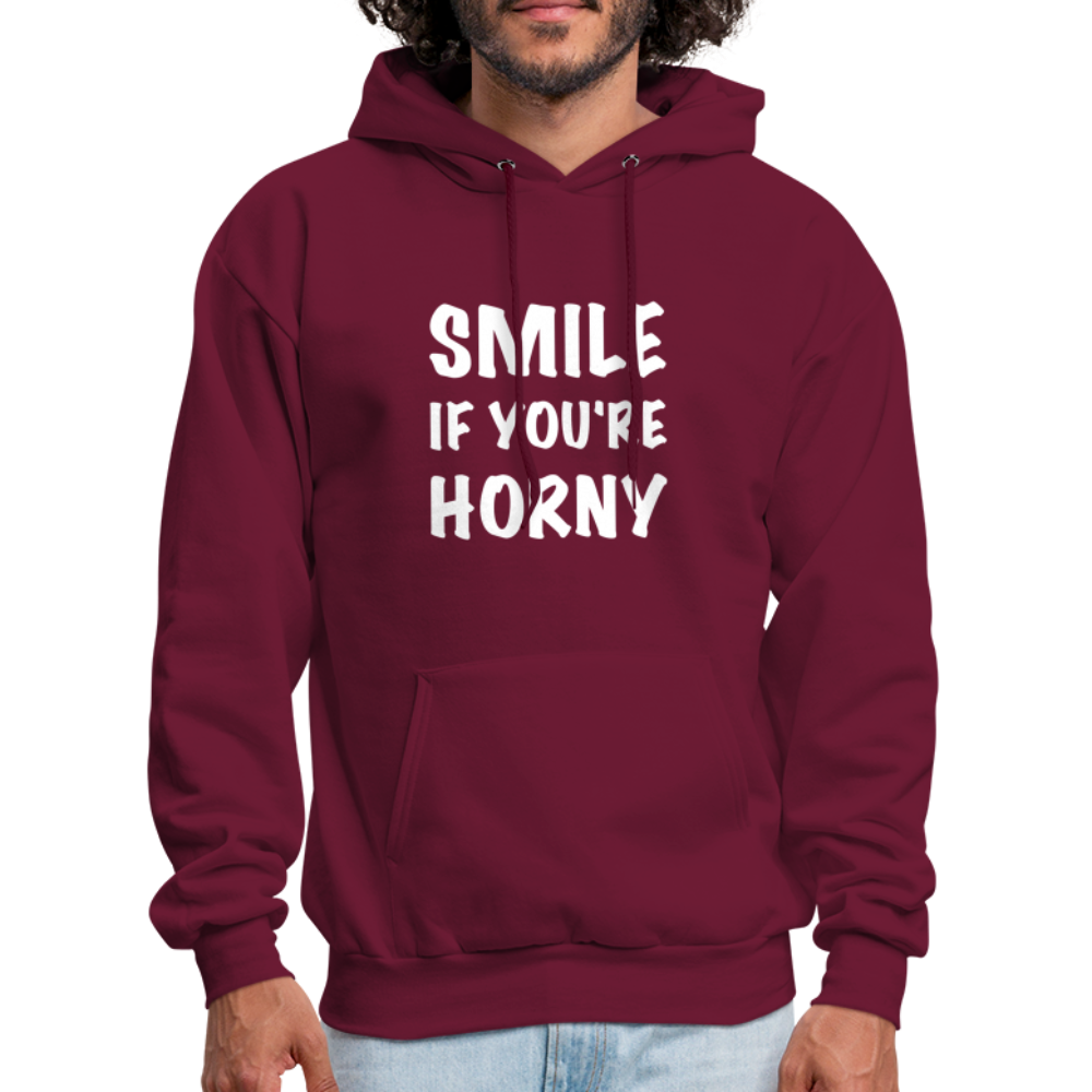 Smile if You're Horny Hoodie - burgundy