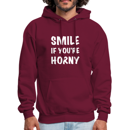 Smile if You're Horny Hoodie - burgundy