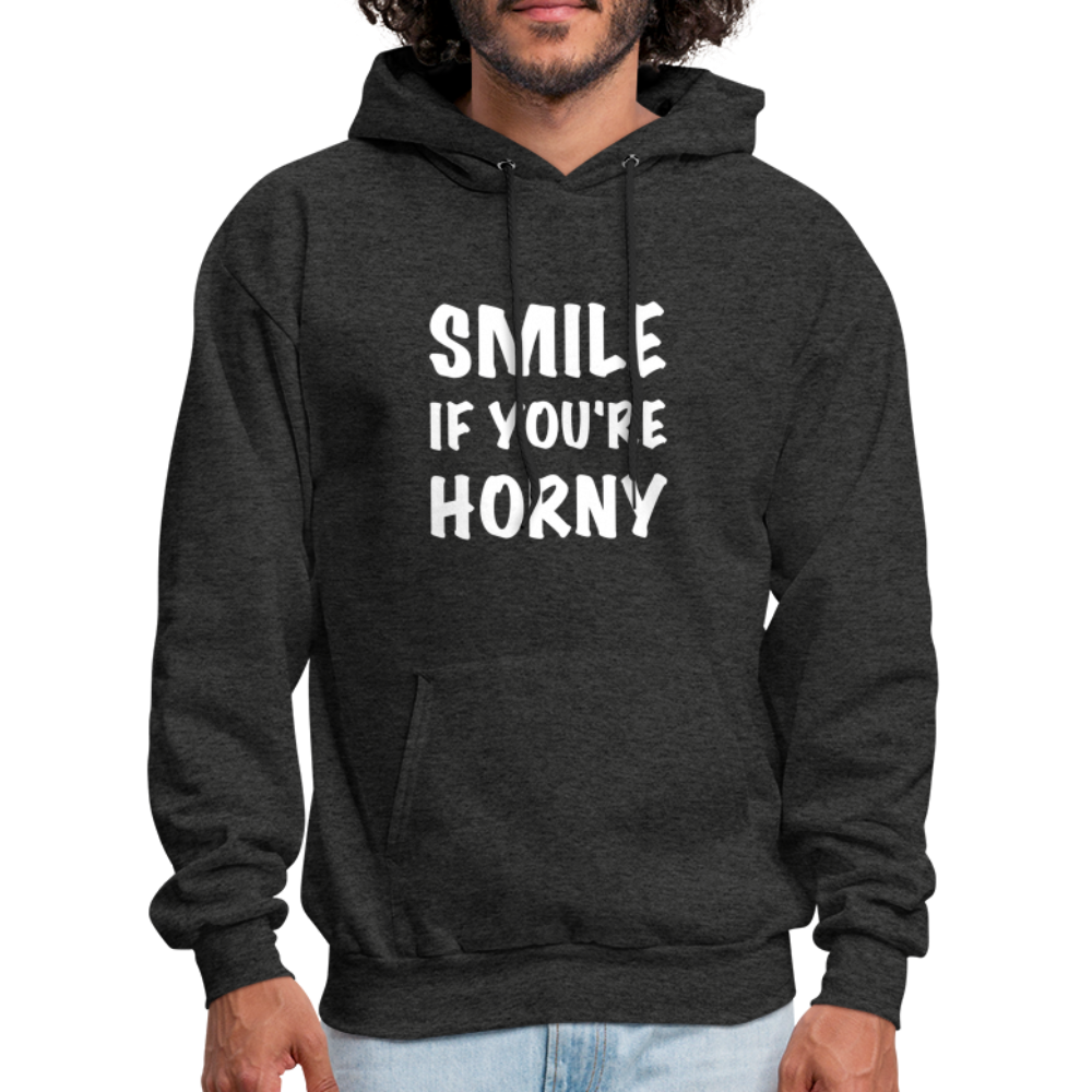 Smile if You're Horny Hoodie - charcoal grey