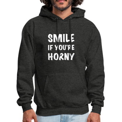 Smile if You're Horny Hoodie - charcoal grey