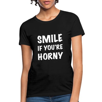 Smile if You're Horny Women's T-Shirt - black