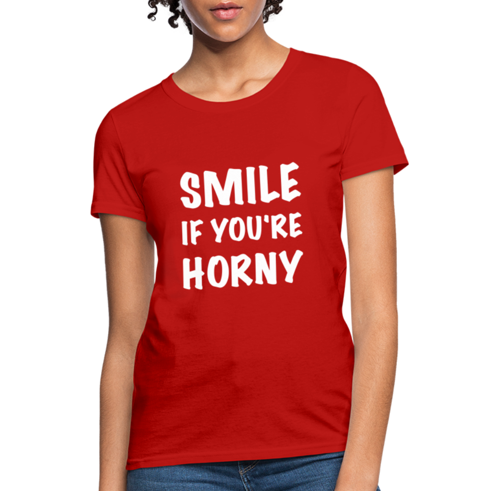 Smile if You're Horny Women's T-Shirt - red