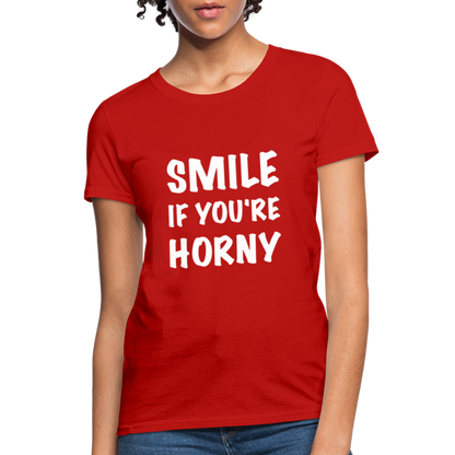 Smile if You're Horny Women's T-Shirt - red