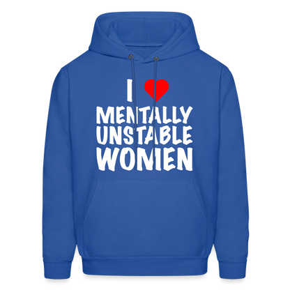 I Heart Mentally Unstable Women Hoodie - royal blue