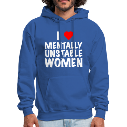 I Heart Mentally Unstable Women Hoodie - royal blue