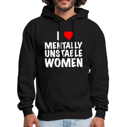 I Heart Mentally Unstable Women Hoodie - black